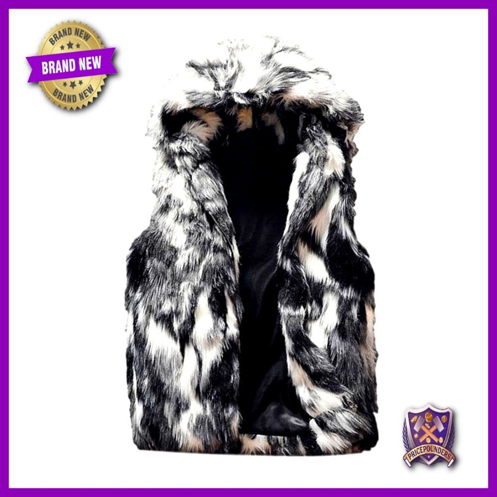 Faux Fur Hoodie Vest Sleeveless Jacket Cozy Winter Fall Unisex Chic